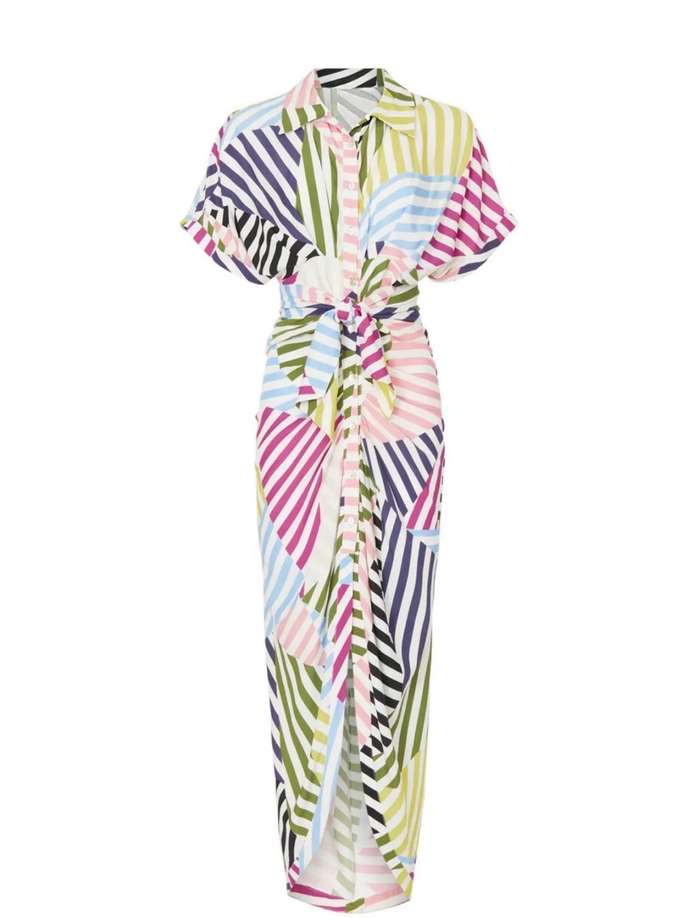 Le Superbe Milo Multicolor Striped Button-Front Maxi with Tie Waist